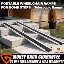 2xTelescopic Wheelchair Ramps 5FT Anti-Slip Adjustable Ramp for Home Stairs step