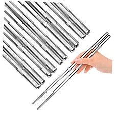 Premium Metal Chopsticks, Reusable Silver Chopsticks Stainless Steel 8.7 Premium Metal Chopsticks, Reusable Silver Chopsticks Stainless Steel 8.7 - Image 1