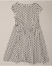 VINTAGE Womens A-Line Dress UK 10 Small White Polka Dot LZ07