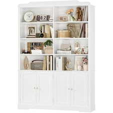 73.1" Bookcase with Doors,6 Tier Large Bookshelf with Storage,Adjustab