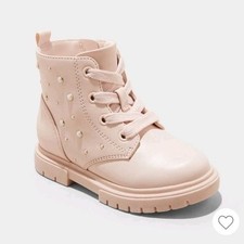 Cat  Jack Toddler Girls Amaya Side Zip Lace-Up Combat Boots Blush Size 6 NWT