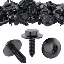40 Pcs M6 Hex Head Self Tapping Screws 5.5-6Mmx19Mm Black Bolts with Gasket for