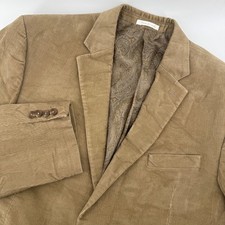 Chaps Mens Tan Corduroy Sport Coat Blazer 46R Paisley Lined Preppy Office Casual
