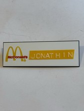 COOL🇺🇸VINTAGE McDonald's Employee Name”JONATHIN”Tag/Badge/FAST FOOD 👀LQQK 👀