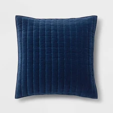 Euro Channel Stitch Velvet Quilt Sham Navy - Threshold: OEKO-TEX