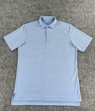 Peter Millar Summer Comfort Polo Shirt Mens Large Blue Stripe No Logos Golf EUC