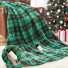 Green Heated Blanket Electric Throw 50X60, Heating Blanket for Couch, Plaid S...