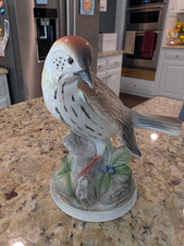 Vintage Porcelain Bird Figurine Wood Thrush Marked E-3879 Wood Thrush Bird Vintage Porcelain Bird Figurine Wood Thrush Marked E-3879 Wood Thrush Bird