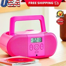 Portable Boom Box CD Boombox W/ Digital FM Radio, CD Player Pink Gift NEW