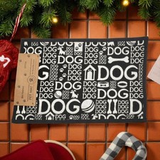 Dog Pet Feeding Mat 13x19" Black White Non Slip Cotton Food Water Bowl Placemat