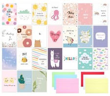 24 Pack Thinking of You Cards Assortment with Self-adhesive 4"x6", white