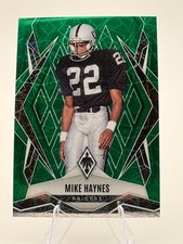 Mike Haynes 2025 Panini Phoenix Green Lazer Prizm Parallel 39/49 Raiders #47