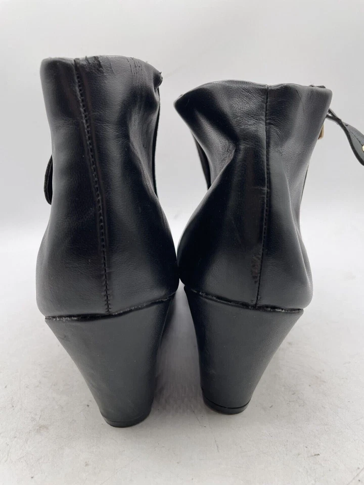 Botín Report Gabrela para mujer talla 8,5 negro gamuza cremallera lateral tacón de cuña botín Foto 3 de 4