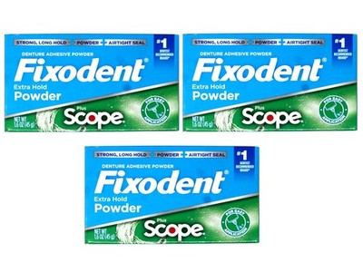 Fixodent Denture Adhesive Powder, Extra Strong, Plus Scope, Strong, Long Hold...