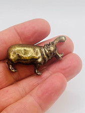 Solid Brass Hippo Hippopotamus Mini Statue Ornament Figurines + gift bag