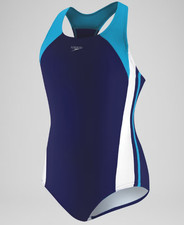 Speedo Girls Infinity Splice One Piece Swimsuit Deep Blue Size 12