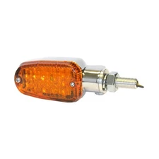 Universal Motorcycle LED Turn Signal Lights (Pair) Chrome Housing, Amber Lens
