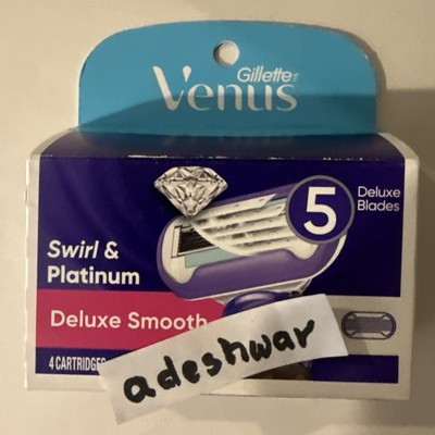  NEW Venus Swirl & Platinum 5 Deluxe Smooth Refill Blades, 4 Cartridges SHIPS 