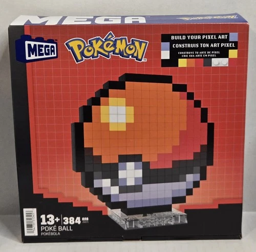 Mega Bloks - Pokemon Classic Poke Ball, Pixel Art, 342 Piece Building Toy Set