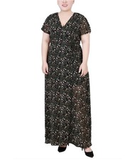 NY Collection Womens Belted Maxi Dress, Multicoloured, 2X