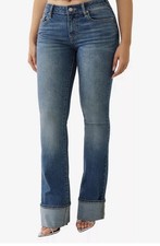 True Religion Women  s Becca Mid Rise Bootcut Cuff  Size 27  NWT