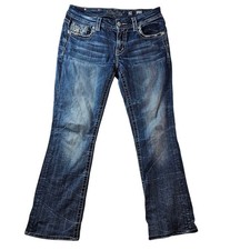 Miss Me Jeans Mid-Rise Easy Boot Cut Embellished pockets Women's 29 denim