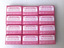 12 Pack Dr Bronner's Hemp Cherry Blossom Pure Castile Bar Soap Organic