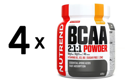 4 x Nutrend BCAA 2:1:1 Powder, Mango Sorbet - 400g (49,97 EUR/kg)