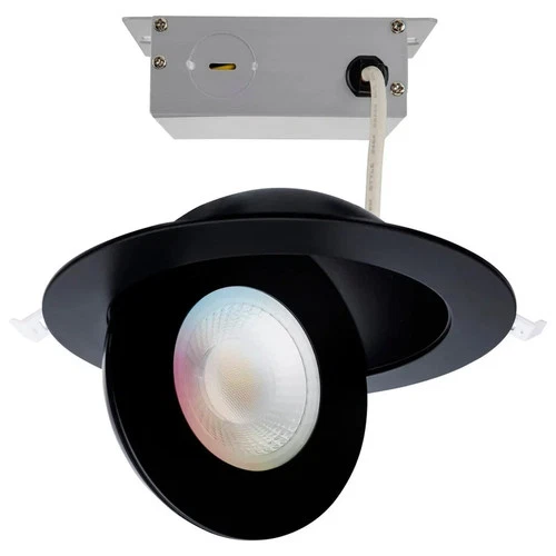 15W - LED Gimbaled Downlight - 6 Inch - Round - Starfish IOT - Black Finish - 12 - Picture 1 of 7