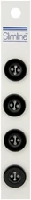 Slimline Buttons  Black 4-Hole 3/4" 4/Pkg