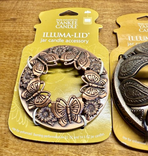 Yankee Candle Brass & Toppers Illuma-lid 2007 Paisley & Two Butterflies - Picture 2 of 5