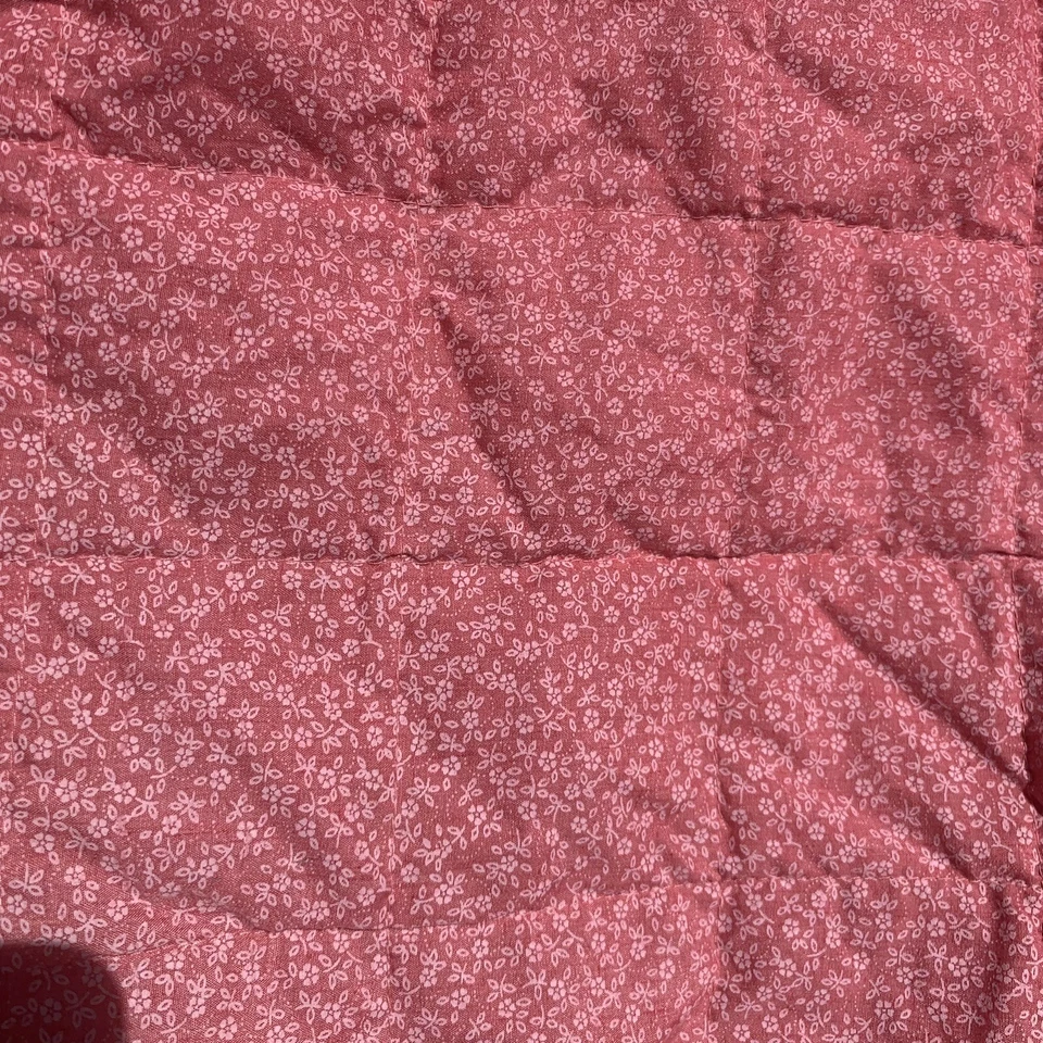 Apoio para os pés/capa otomana vintage rosa acolchoada branca floral estampada - Imagem 2 de 4