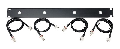 19'' Antenna Re-location Rack Mount Kit 1U Front Panel 4 Hole Ports w/ TNC Cables