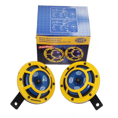 Hella Gelb Panther 12V Sharp Ton Doppelt Hörner Auto Bikes Willys