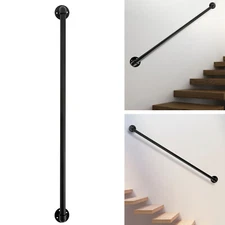 4ft for In/Outdoor Black Modern Handrail Stair Railing Hand Rail Wall-mounted