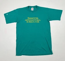 Vintage Jerzees USA “Damned If I Do” Shirt Adult Size Medium 38-40