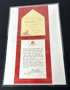 Reproduction WWI King George Letter & Envelope To American Soldiers Display