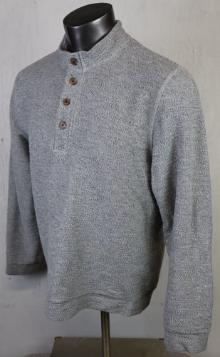 Mens Marine Layer Henley Sweater Shirt Gray Long Sleeve Size L Organic Modal - Picture 3 of 10