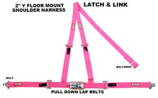 Racerdirect 2 Latch Link Y Floor Mount Harness. 3 Point Buggy Belt Hot Pink
