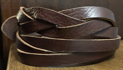 Club Monaco Thick Brown Leather Woven Fashion Belt Sz 34/36  display picture 2