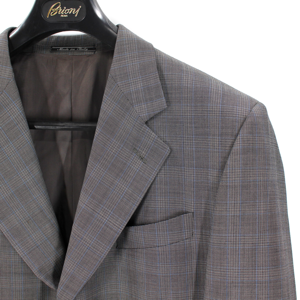 Fendi Super 100s Wool Grey Pincheck Plaid 3 Button Blazer Sport