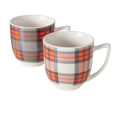 2 Stk JUMBO Kaffeetassen KARO Kariert 0,4l Tartan 263 Tassen Schottland Teetasse