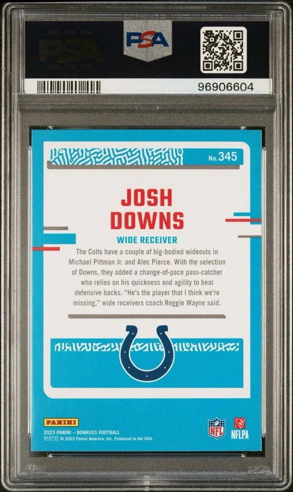 2023 Donruss Josh Downs Rookie RC Press Proof Yellow. Colts PSA 10 . (Pop 1) - Image 2 of 2