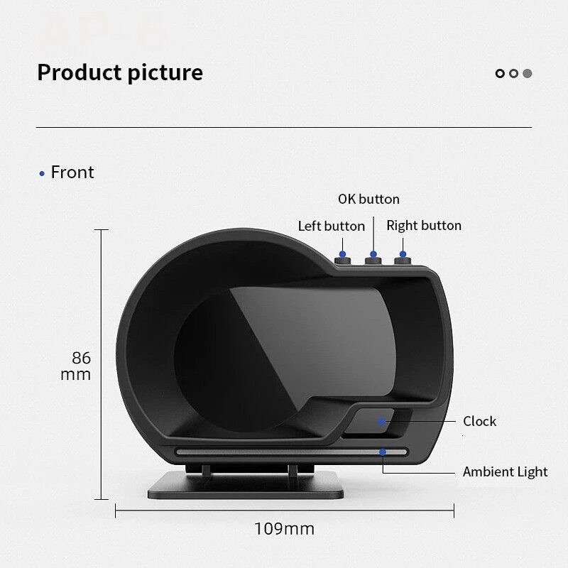 Coche Inteligente OBD2 + GPS HUD Multi Calibre Head-Up Pantalla Digital Velocímetro RPM Alarma Foto 3 de 4
