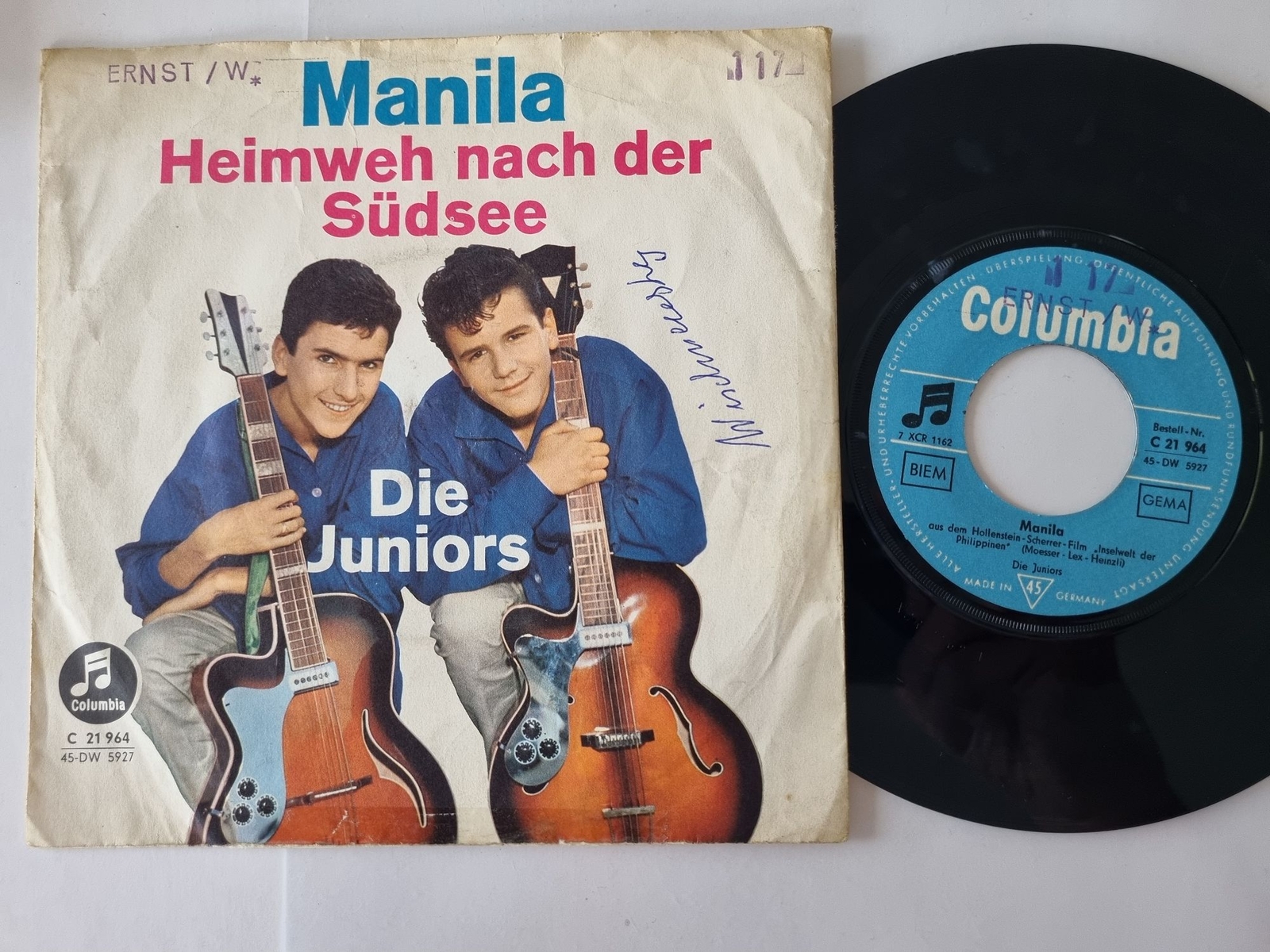 Die Juniors - Manila/ Heimweh nach der Südsee 7'' Vinyl Germany