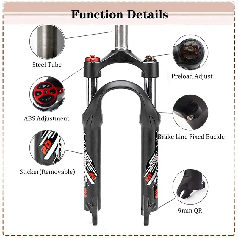 BMX Folding Bike Oil Suspension Fork 20 Inch MTB Bicycle Front Forks Travel 75mm - Image 3 of 4