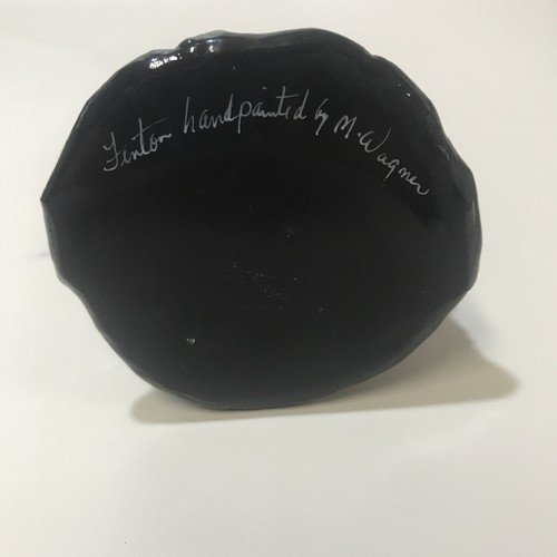FENTON OWL Black 1997 MEDALLION COLLECTION Hand painted By M. Wagner Signed - Picture 8 of 8