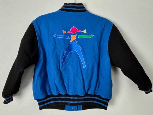 Vintage American Girl Bomber Jacket Blue Varsity Wool Blend Lined Childs Small - Picture 5 of 12