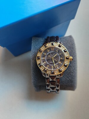Women Genuine Ceramic Analog Dress Bracelet Watch with Crystal Bezel by Adrienne Adrienne Ceramic Mechanical Woman main image 4