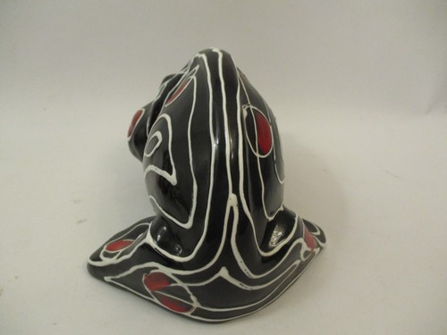 Pair Vintage 1997 Turov Art Ceramics Frogs Black White Funky Abstract Modern - Picture 10 of 12
